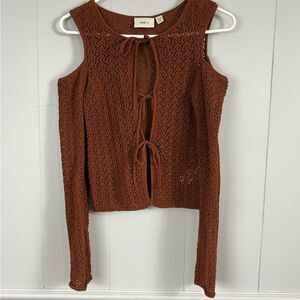 Milk It Dolls Kill Tantra Woven Front Tie Cold Shoulder Top Size 8 Cottagecore